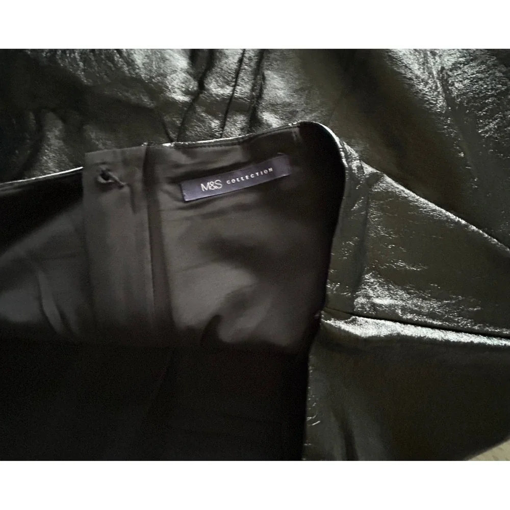 M&S Collection Black Faux Leather Mini Skirt T59 4471/03102 Size UK 16 EUR 44